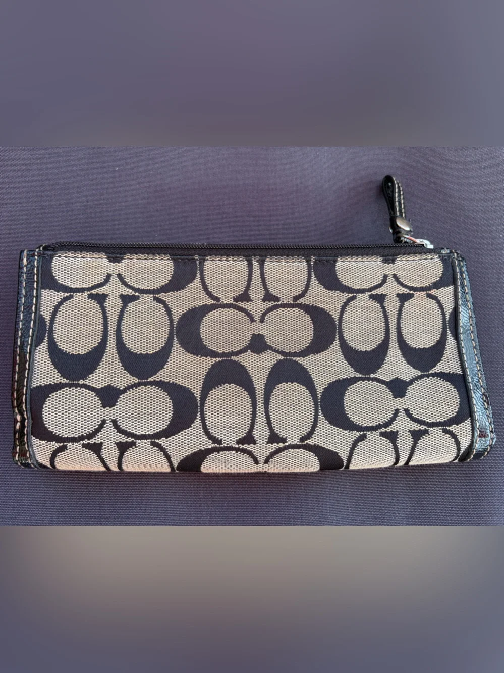 Coach Signature Canvas Wallet in Tan and Black